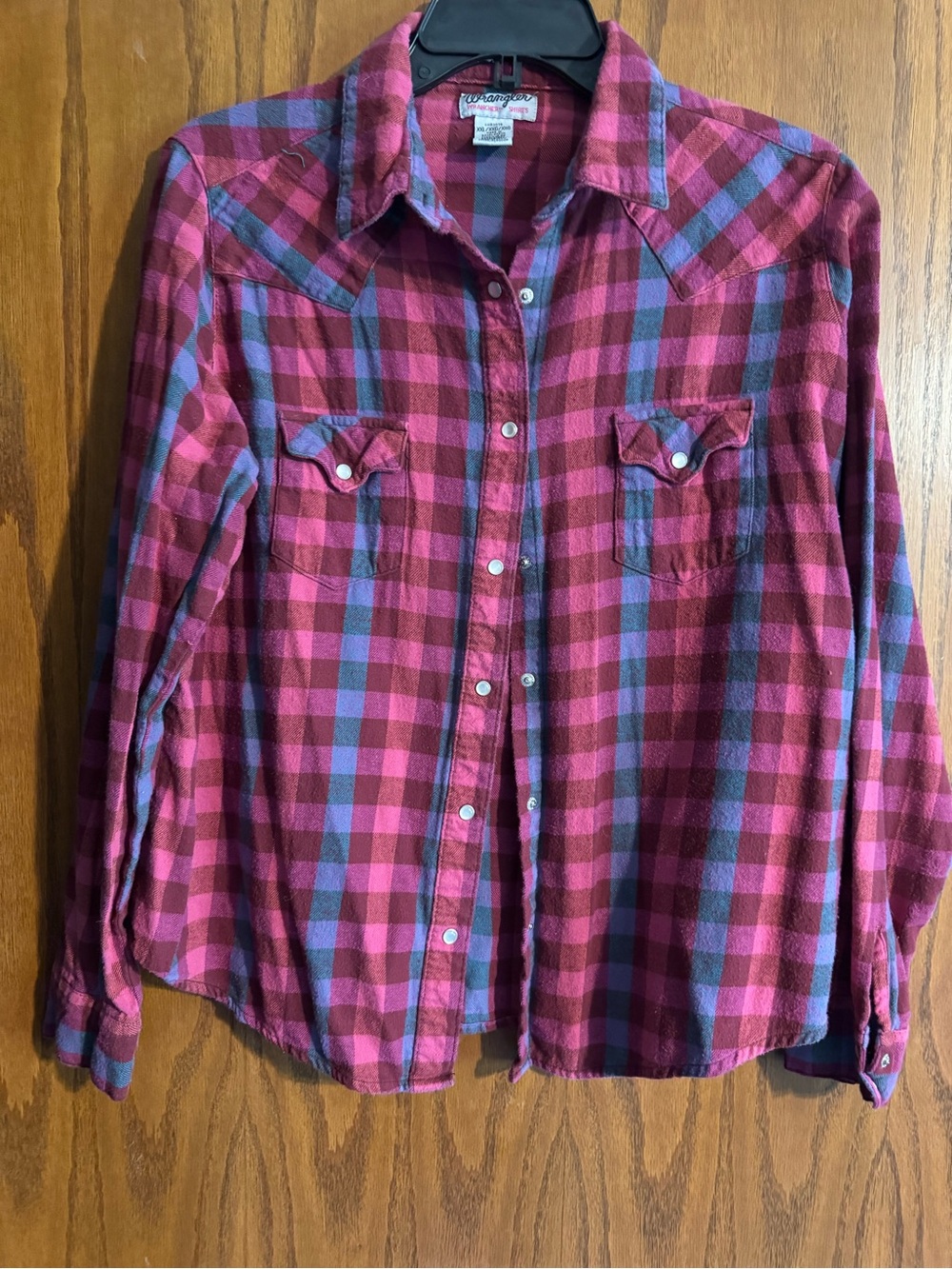 Wrangler Pink and Purple Plaid Button-Down Shirt